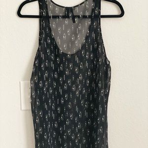 Sheer black top w/ boho motifs